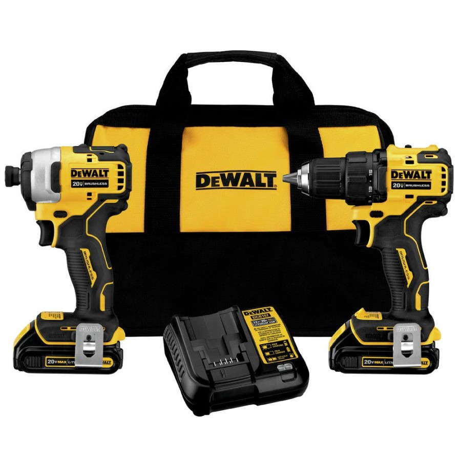 Power Tools * | Dewalt Dck278C2 2-Tool Combo Kit 20V Max Atomic Brushless Cordless Drill Driver & Impact Driver Kit With 2 Batteries (1.3 Ah)