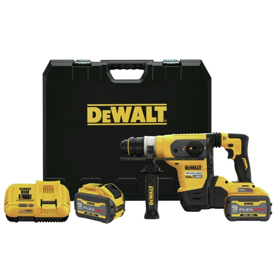 Power Tools * | Dewalt Dch416X2 60V Max Brushless Lithium-Ion 1-1/4 In. Cordless Sds Plus Rotary Hammer Kit With 2 Batteries (9 Ah)