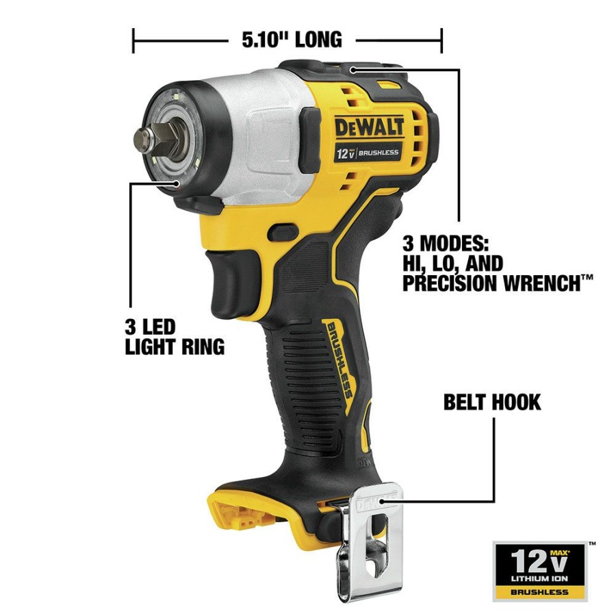 Power Tools * | Dewalt Dcf902B Xtreme 12V Max Brushless Lithium-Ion 3/8 In. Cordless Impact Wrench (Tool Only)