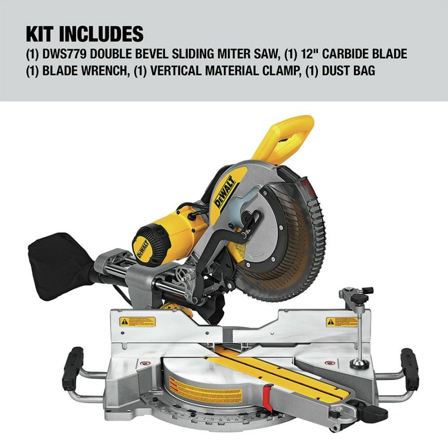 Power Tools * | Dewalt Dws779 120V 15 Amp Brushed 12 In. Corded Double Bevel Sliding Compound Miter Saw