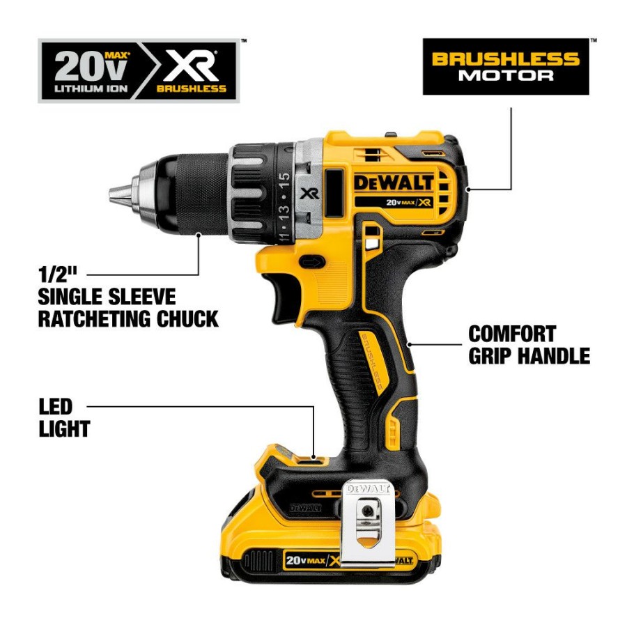 Power Tools * | Dewalt Dcd791D2 20V Max Xr Lithium-Ion Brushless Compact 1/2 In. Cordless Drill Driver Kit (2 Ah)