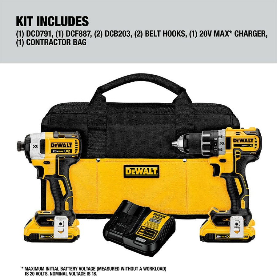 Power Tools * | Dewalt Dck283D2 2-Tool Combo Kit 20V Max Xr Brushless Cordless Compact Drill Driver & Impact Driver Kit With 2 Batteries (2 Ah)