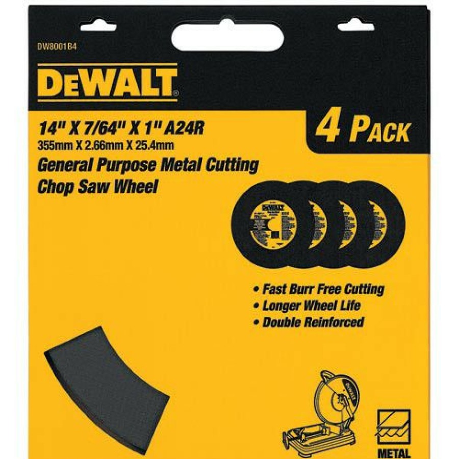 Power Tools * | Dewalt Dw8001B4 14 In. X 7/64 In. A24R High-Performance Metal Chop Saw Wheel (4 Pc)