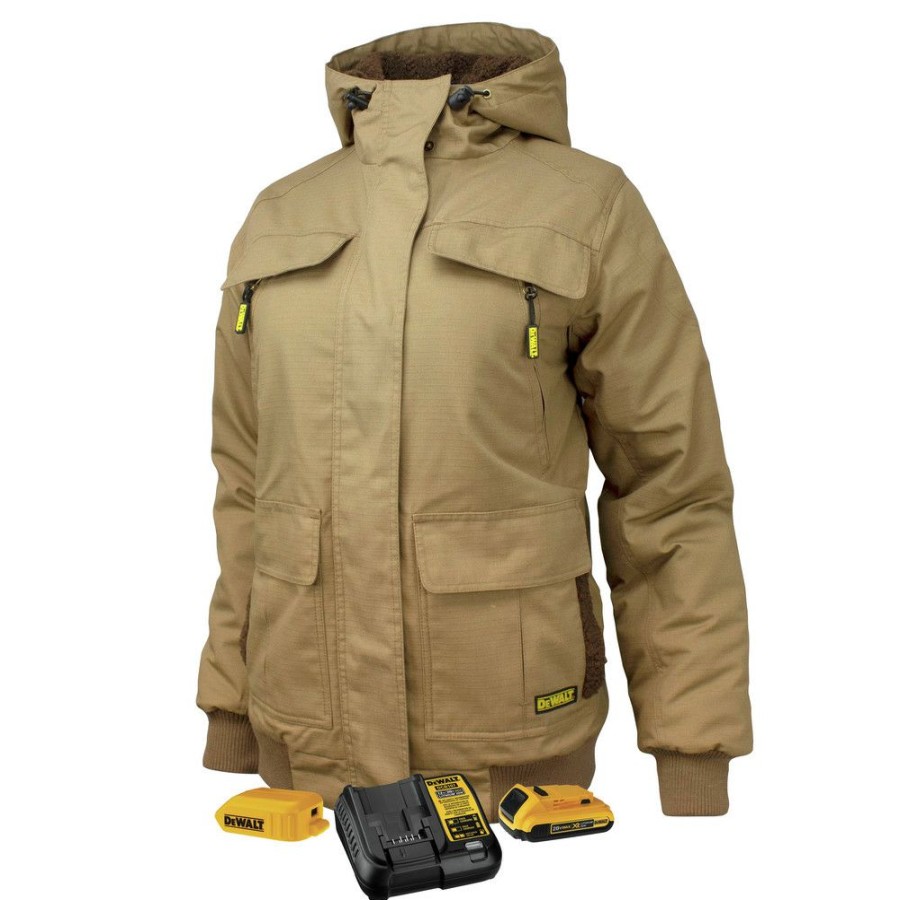 Clothing And Gear * | Dewalt Dchj092D1-L 20V Lithium-Ion Cordless Women'S Heavy Duty Ripstop Heated Jacket (2 Ah) Large, Dune