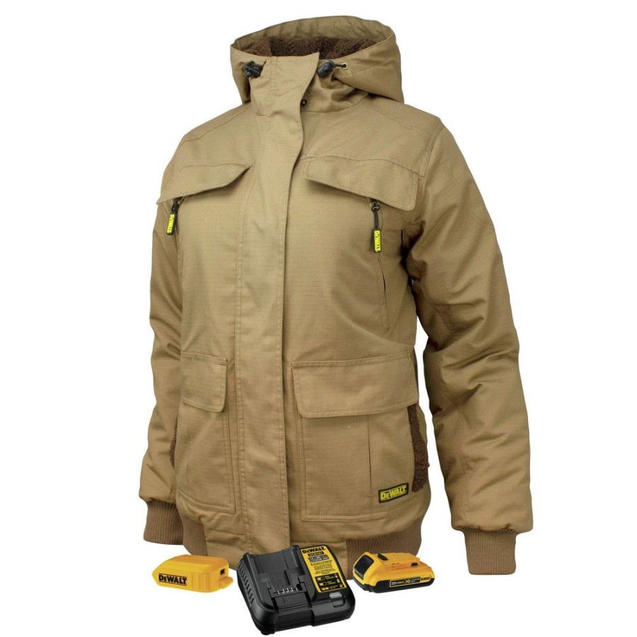 Clothing And Gear * | Dewalt Dchj092D1-M 20V Lithium-Ion Cordless Women'S Heavy Duty Ripstop Heated Jacket (2 Ah) Medium, Dune