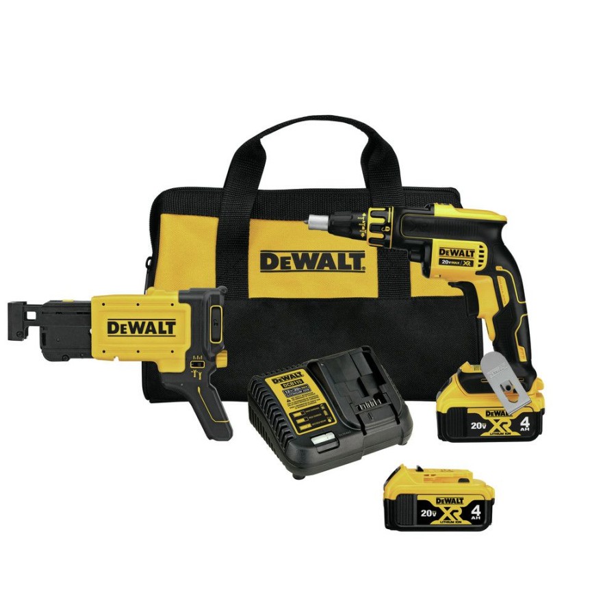 Power Tools * | Dewalt Dcf620Cm2 20V Max Xr Brushless Lithium-Ion Cordless Drywall Screw Gun With Collated Screw Gun Attachment Kit (4 Ah)