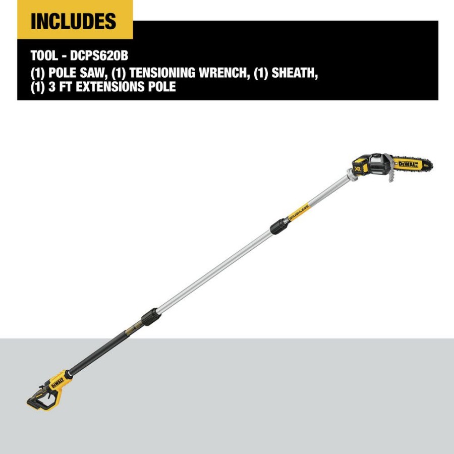 Outdoor Tools And Equipment * | Dewalt Dcps620B 20V Max Xr Cordless Lithium-Ion Pole Saw (Tool Only)