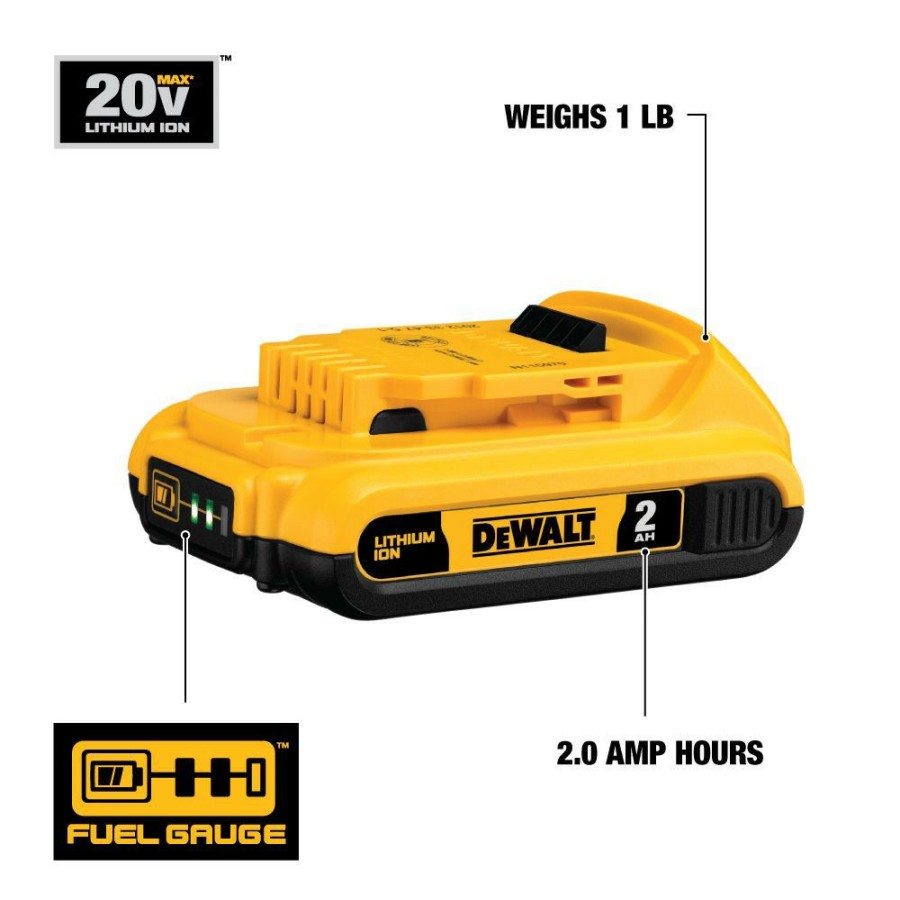 Power Tools * | Dewalt Dcb203 (1) 20V Max 2 Ah Lithium-Ion Compact Battery