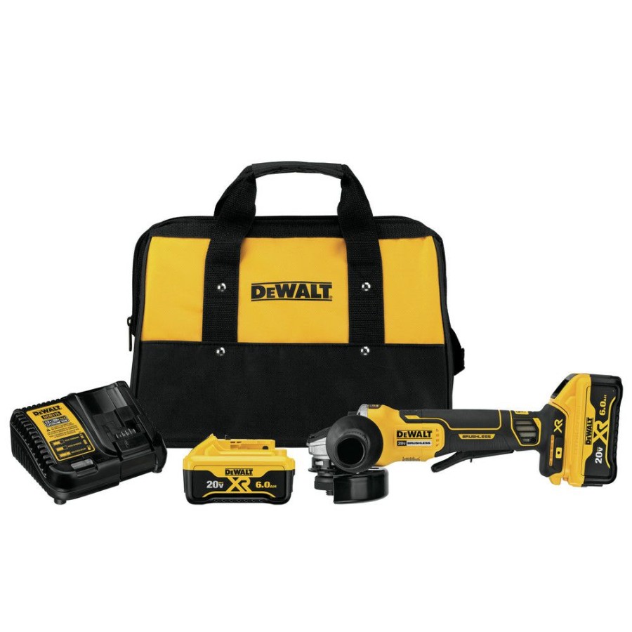 Power Tools * | Dewalt Dcg413R2 20V Max Xr Brushless Lithium-Ion 4-1/2 In. Cordless Paddle Switch Small Angle Grinder With Kickback Brake Kit With (2) 6 Ah Batteries