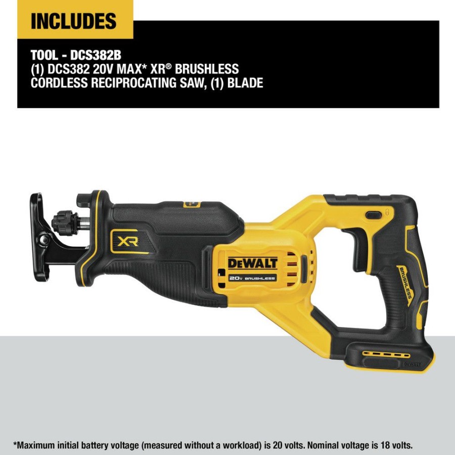 Power Tools * | Dewalt Dcs382B 20V Max Xr Brushless Lithium-Ion Cordless Reciprocating Saw (Tool Only)