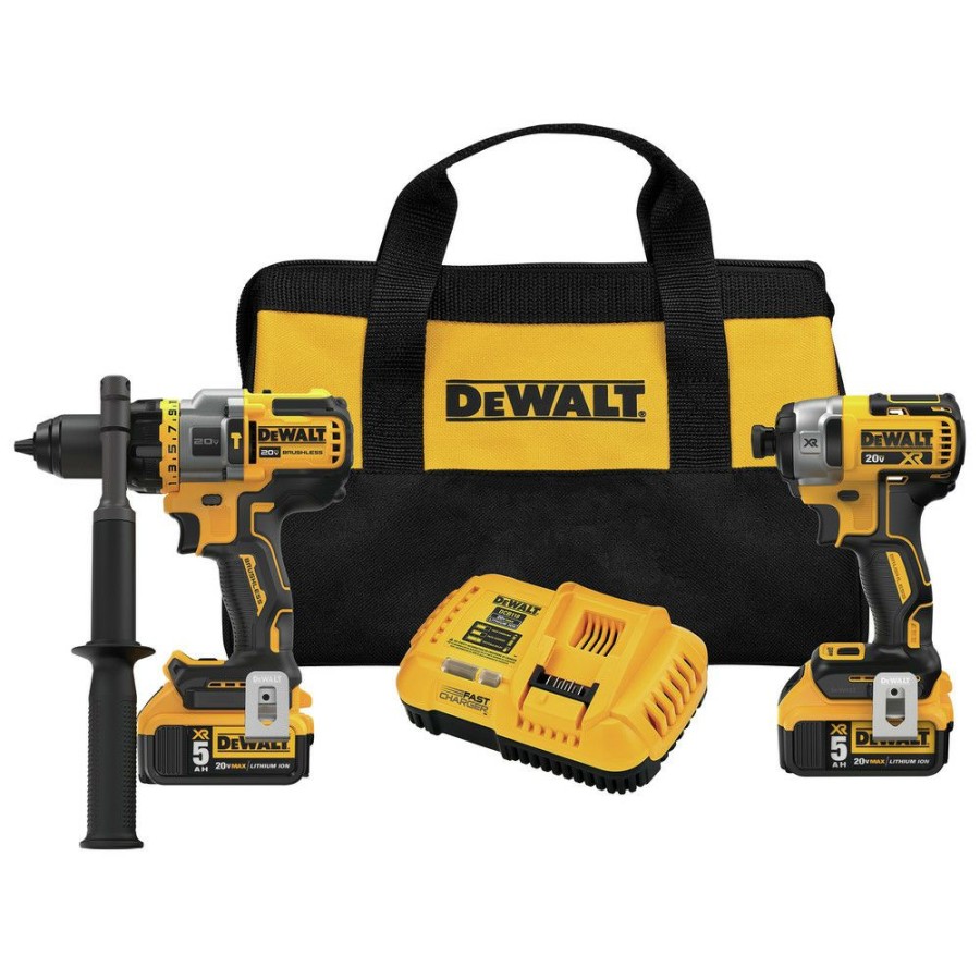 Power Tools * | Dewalt Dck2100P2 20V Max Brushless Cordless 1/2 In. Hammer Drill Driver / Impact Driver Combo Kit (5 Ah)