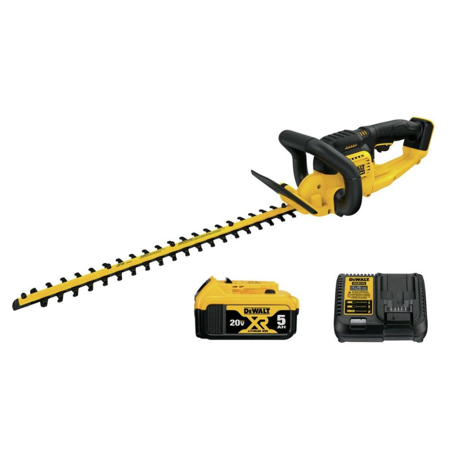 Outdoor Tools And Equipment * | Dewalt Dcht820P1 20V Max Brushed Lithium-Ion 22 In. Cordless Hedge Trimmer Kit (5 Ah)