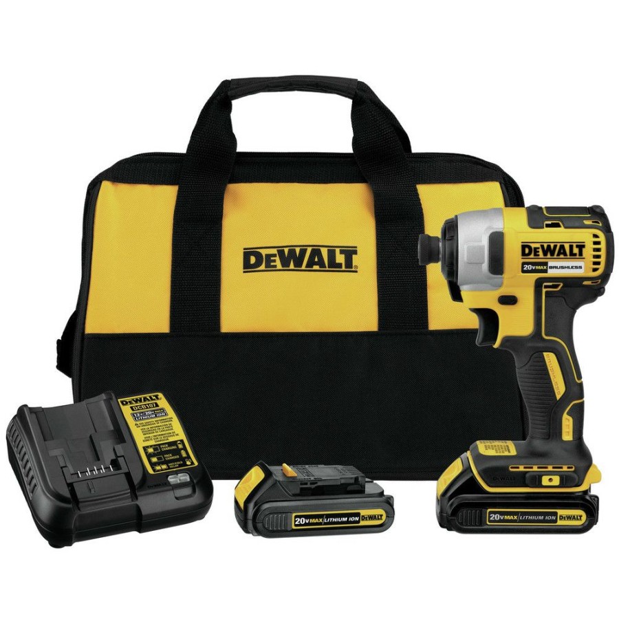 Power Tools * | Dewalt Dcf787C2 20V Max Brushless Lithium-Ion 1/4 In. Cordless Impact Driver Kit With (2) 1.3 Ah Batteries