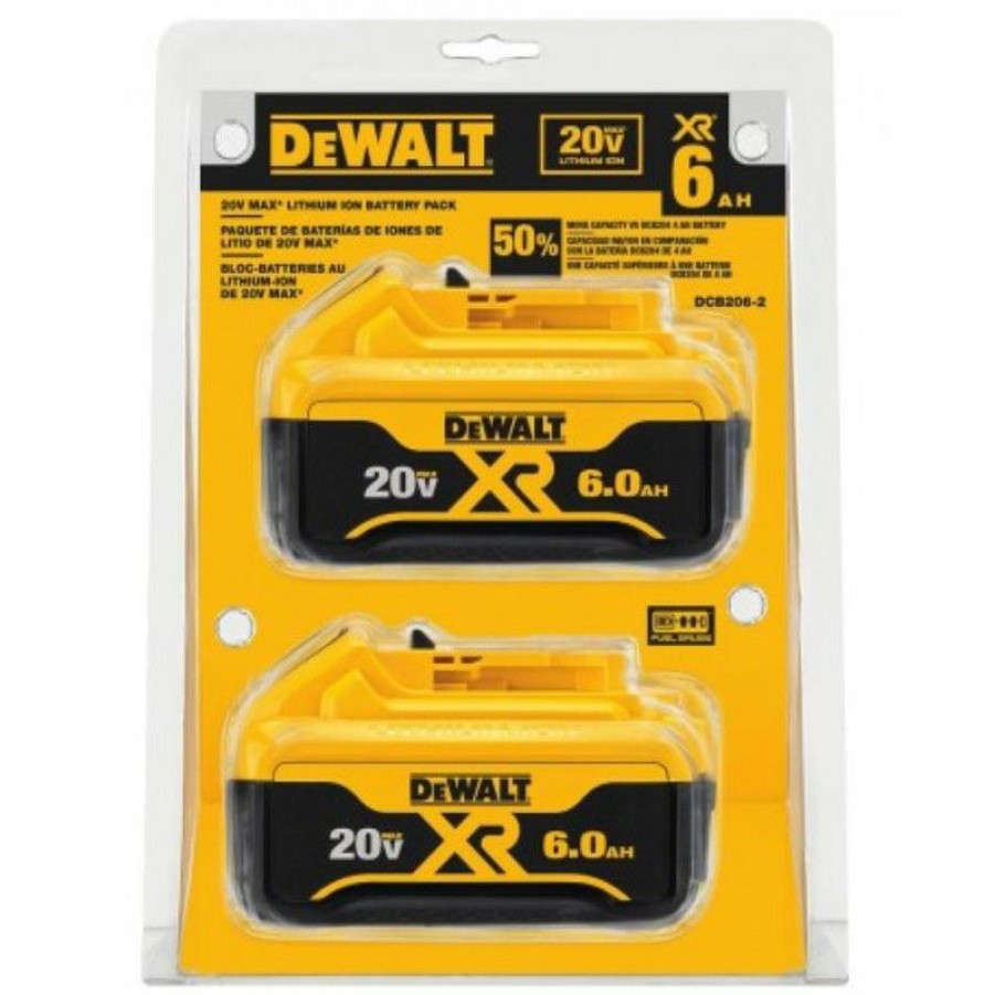 Power Tools * | Dewalt Dcb206-2 20V Max Premium Xr 6 Ah Lithium-Ion Slide Battery (2-Pack)