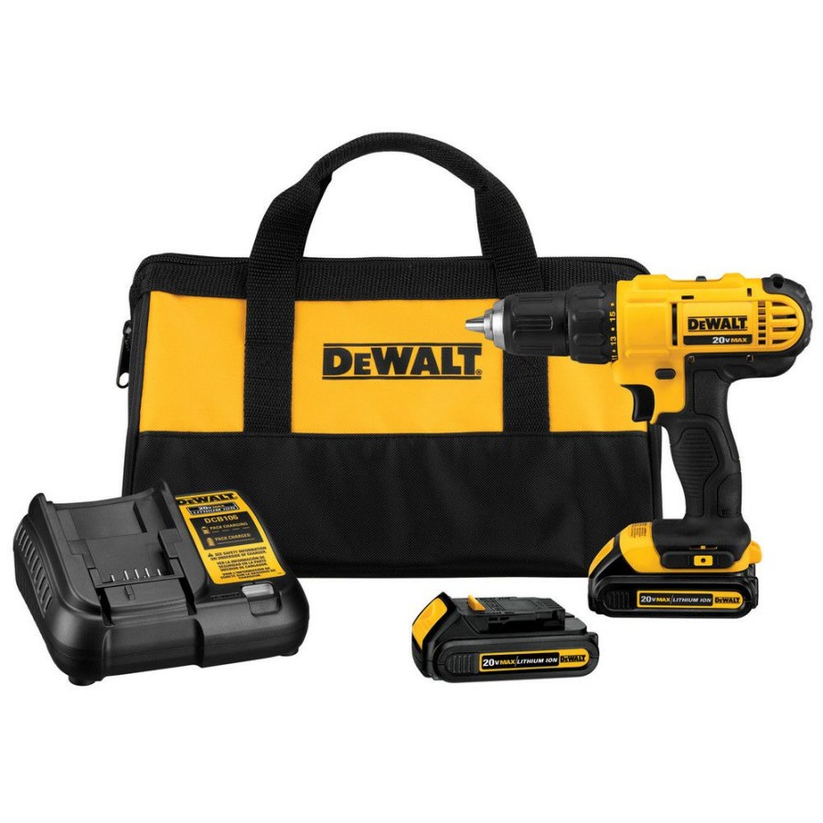 Power Tools * | Dewalt Dcd771C2 20V Max Brushed Lithium-Ion 1/2 In. Cordless Compact Drill Driver Kit With 2 Batteries (1.3 Ah)