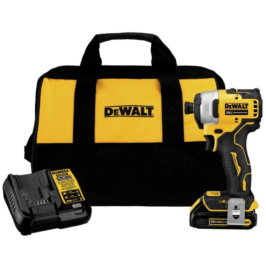 Power Tools * | Dewalt Dcf809C1 Atomic 20V Max Brushless Lithium-Ion 1/4 In. Cordless Impact Driver Kit (1.5 Ah)