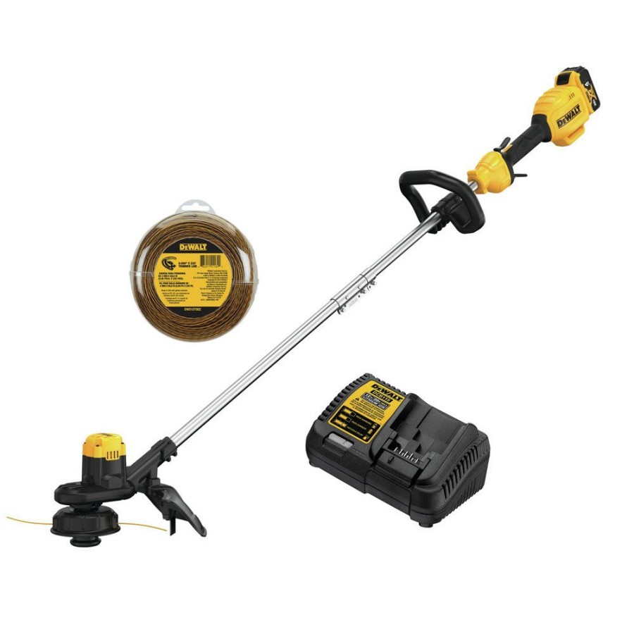 Outdoor Tools And Equipment * | Dewalt Dcst925M1-Dwo1Dt802 20V Max Lithium-Ion 13 In. Cordless String Trimmer And 0.080 In. X 225 Ft. String Trimmer Line Bundle (4 Ah)