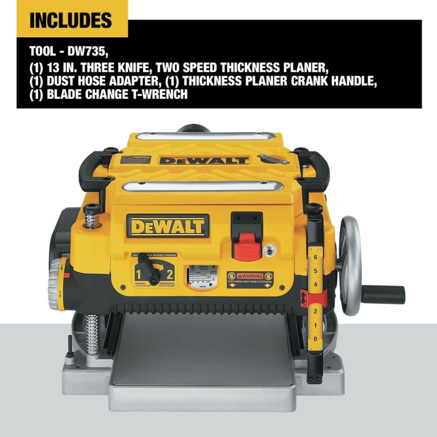 Power Tools * | Dewalt Dw735 120V 15 Amp 13 In. Corded Three Knife Two Speed Thickness Planer