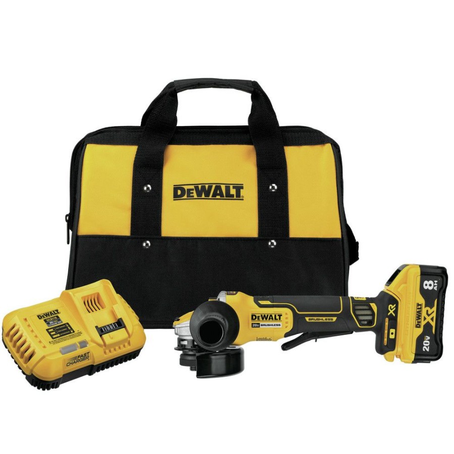 Power Tools * | Dewalt Dcg415W1 20V Max Xr Power Detect Brushless Lithium-Ion 4-1/2 In. 5 In. Small Angle Grinder Kit (8 Ah)