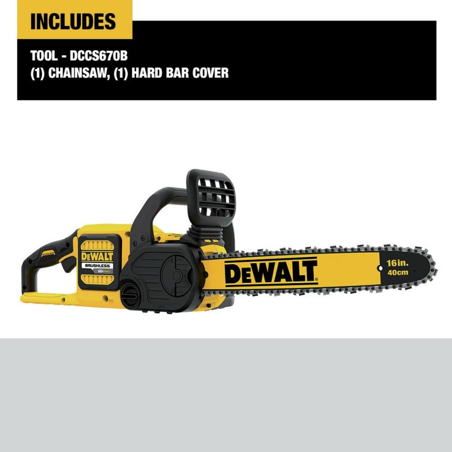 Outdoor Tools And Equipment * | Dewalt Dccs670B 60V Max Brushless 16 In. Chainsaw (Tool Only)