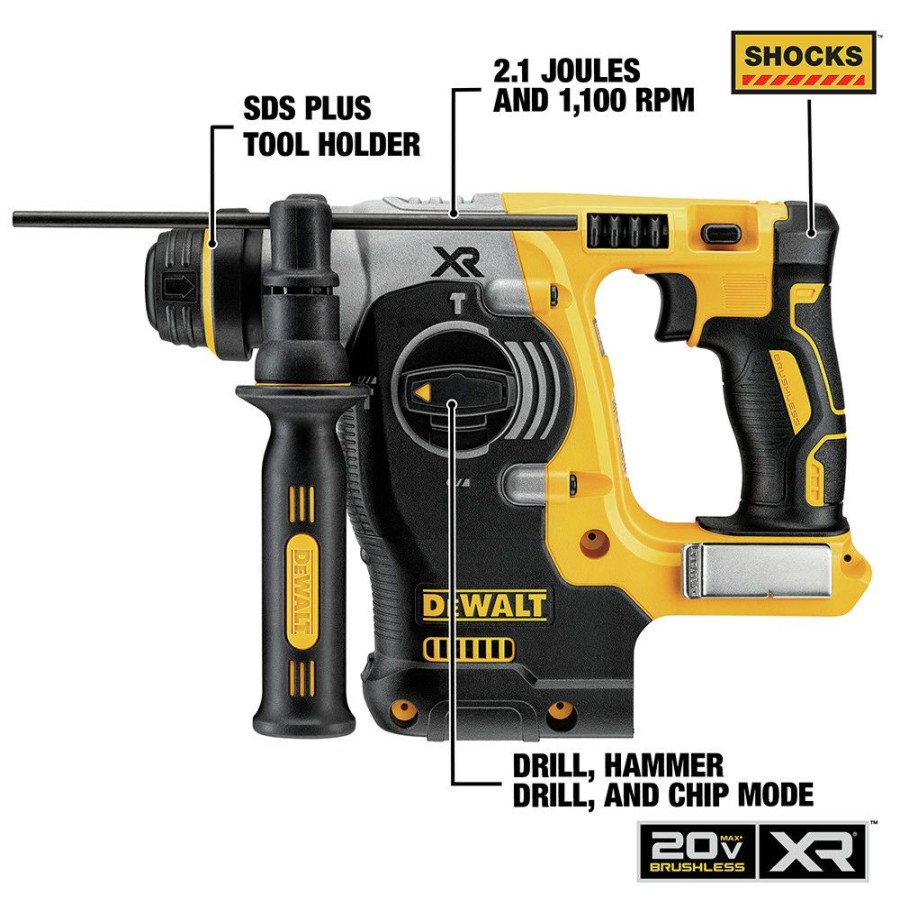 Power Tools * | Dewalt Dch273B 20V Max Xr Brushless Lithium-Ion 1 In. Cordless Sds Plus L-Shape Rotary Hammer (Tool Only)