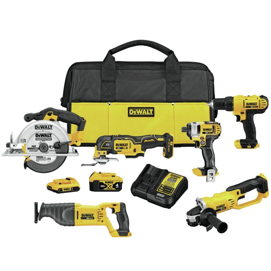 Power Tools * | Dewalt Dck661D1M1 20V Max Compact Lithium-Ion Cordless 6-Tool Combo Kit (2 Ah/4 Ah)