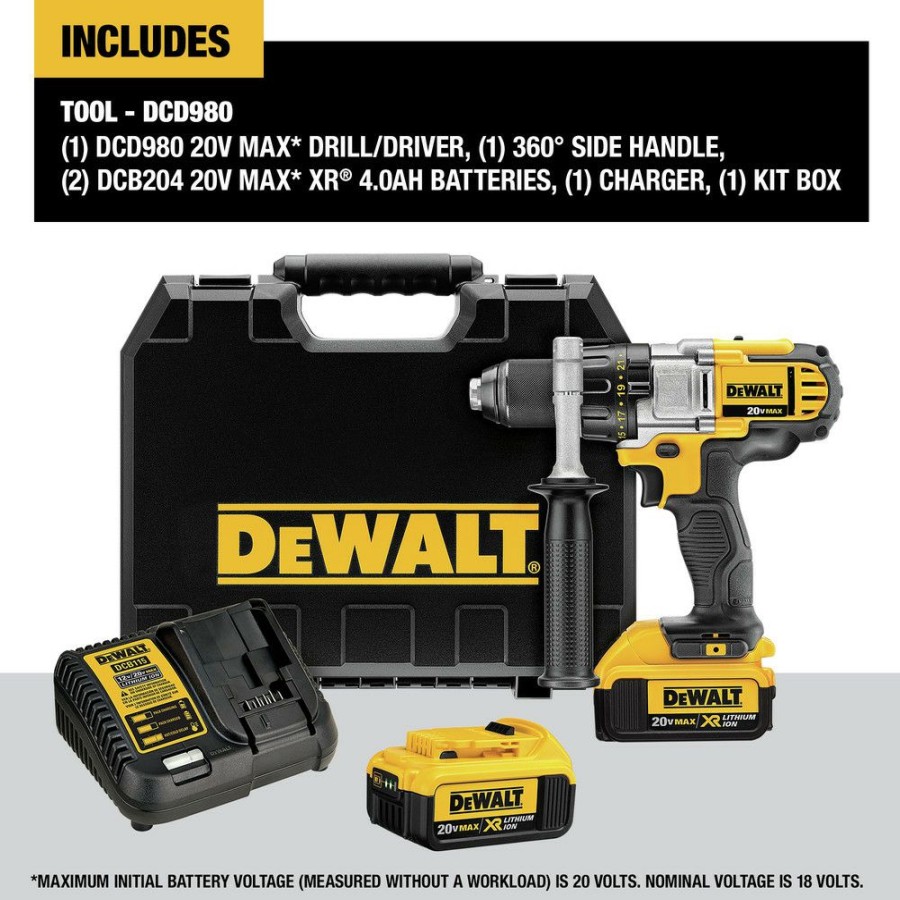 Power Tools * | Dewalt Dcd980M2 20V Max Lithium-Ion Premium 3-Speed 1/2 In. Cordless Drill Driver Kit (4 Ah)