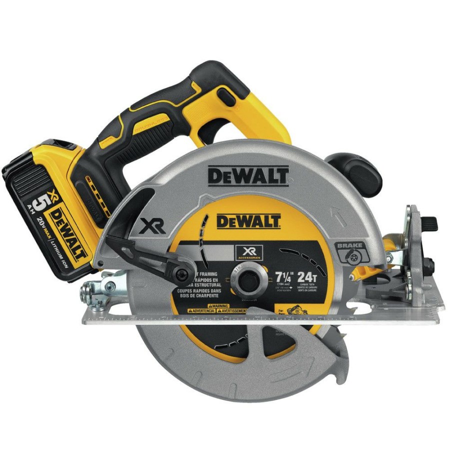 Power Tools * | Dewalt Dcs570P1 20V Max 7-1/4 Cordless Circular Saw Kit With 5.0 Ah Battery