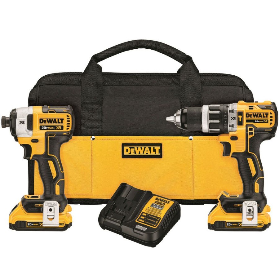 Power Tools * | Dewalt Dck287D2 20V Max Xr 2.0 Ah Cordless Lithium-Ion Brushless Hammer Drill & Impact Driver Combo Kit