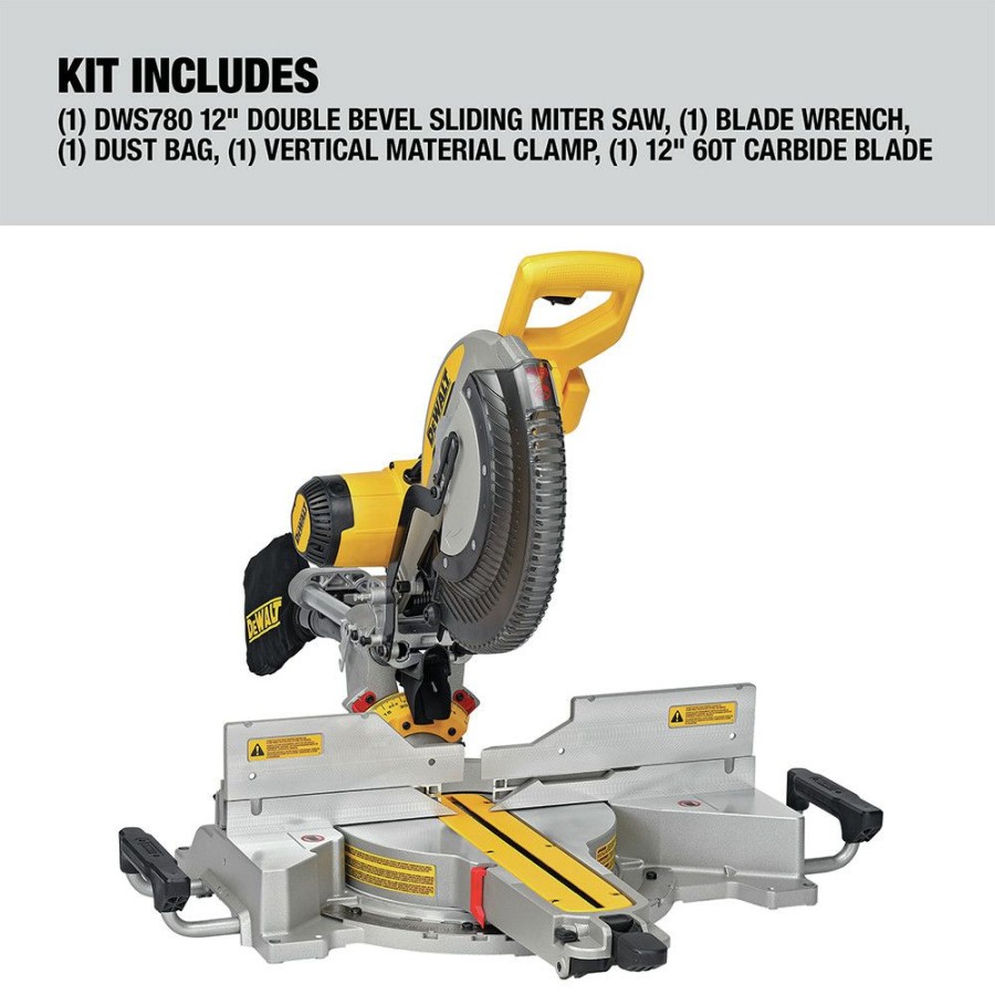 Power Tools * | Dewalt Dws780 12 In. Double Bevel Sliding Compound Miter Saw