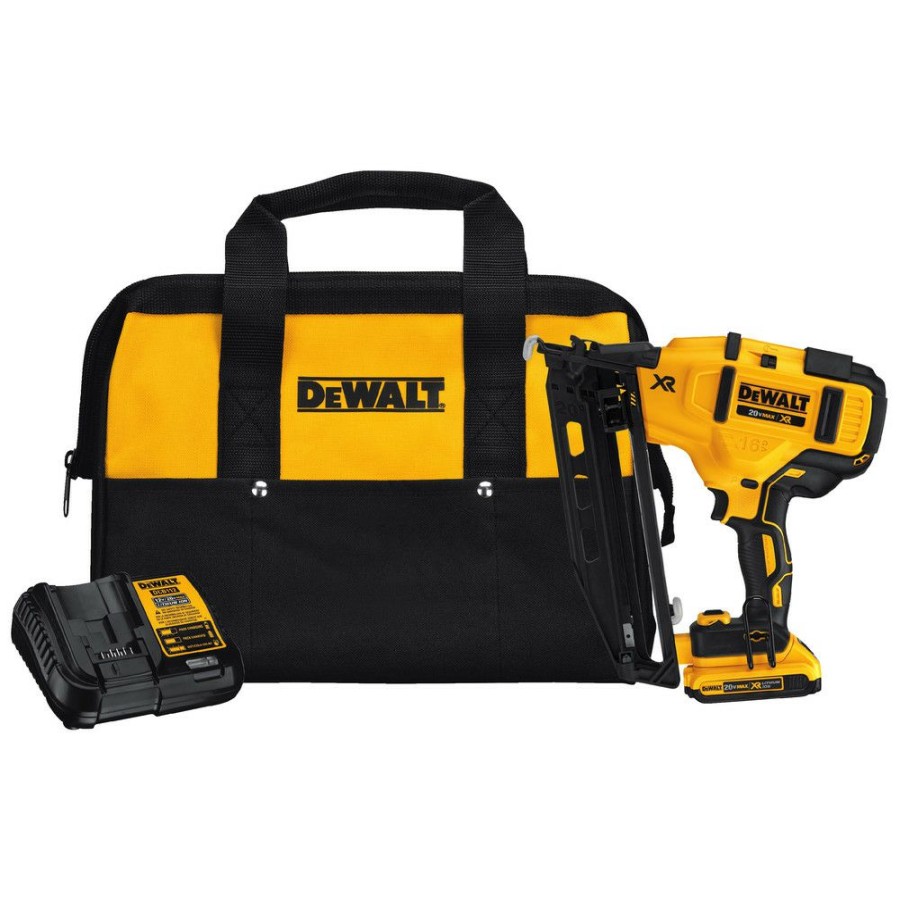 Power Tools * | Dewalt Dcn660D1 20V Max 2.0 Ah Cordless Lithium-Ion 16 Gauge 2-1/2 In. 20 Degree Angled Finish Nailer Kit