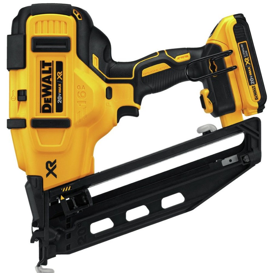 Power Tools * | Dewalt Dcn660D1 20V Max 2.0 Ah Cordless Lithium-Ion 16 Gauge 2-1/2 In. 20 Degree Angled Finish Nailer Kit