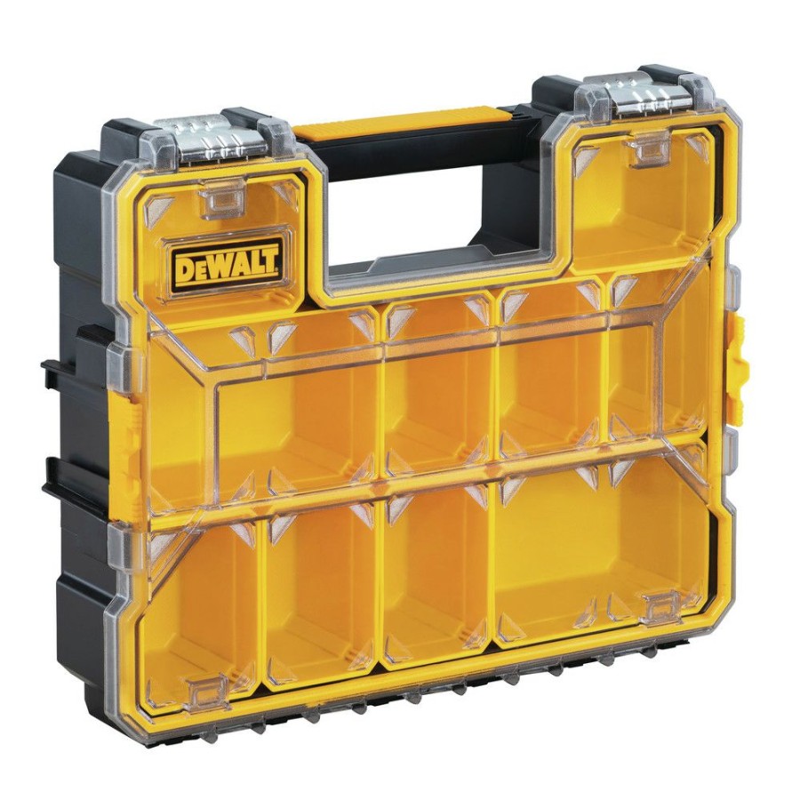 Tool Storage * | Dewalt Dwst14825 14 In. X 17-1/2 In. X 4-1/2 In. Deep Pro Organizer With Metal Latch Yellow/Clear/Black