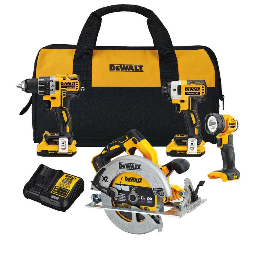 Power Tools * | Dewalt Dck483D2 20V Max Xr Brushless Compact Lithium-Ion Cordless 4-Tool Combo Kit