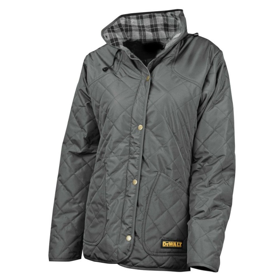 Clothing And Gear * | Dewalt Dchj084Cd1-Xs 20V Max Li-Ion Charcoal Women'S Flannel Lined Diamond Quilted Heated Jacket Kit Xs