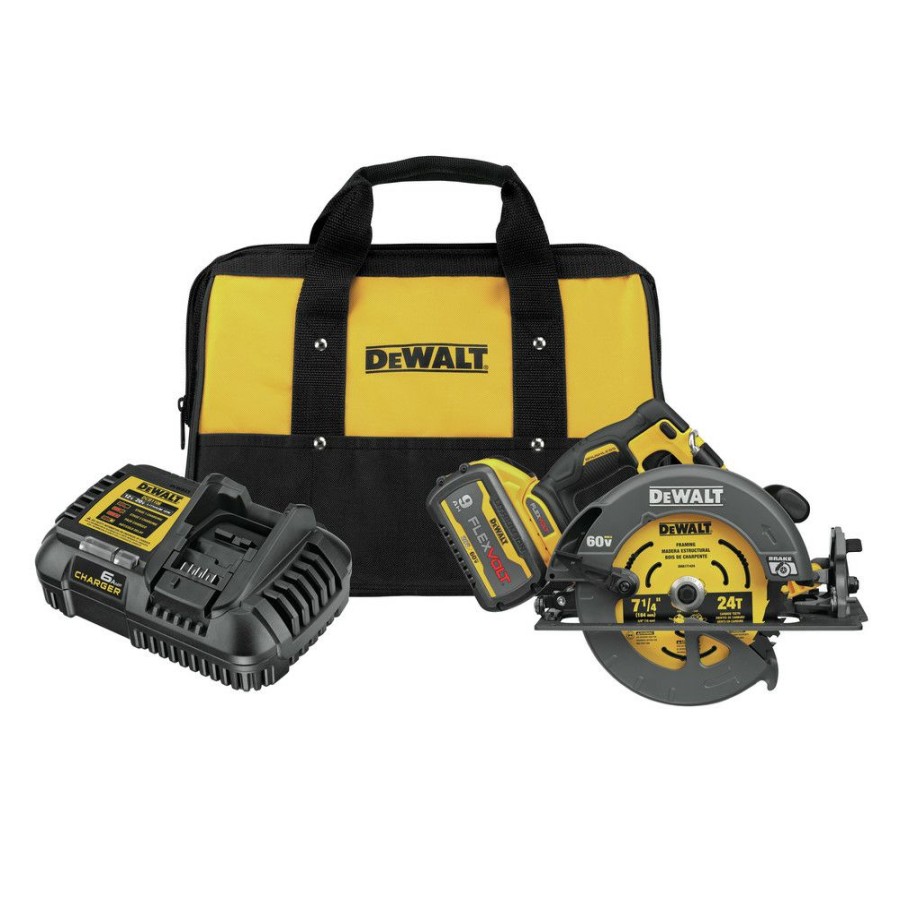 Power Tools * | Dewalt Dcs578X1 Flexvolt 60V Max Brushless Lithium-Ion 7-1/4 In. Cordless Circular Saw Kit With Brake And (1) 9 Ah Battery