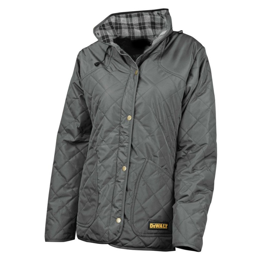 Clothing And Gear * | Dewalt Dchj084Cd1-M 20V Max Li-Ion Charcoal Women'S Flannel Lined Diamond Quilted Heated Jacket Kit Medium