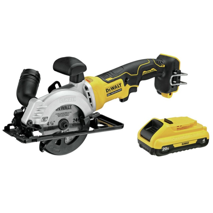 Power Tools * | Dewalt Dcs571B-Dcb240-Bndl Atomic 20V Max Brushless 4-1/2 In. Circular Saw And 4 Ah Compact Lithium-Ion Battery