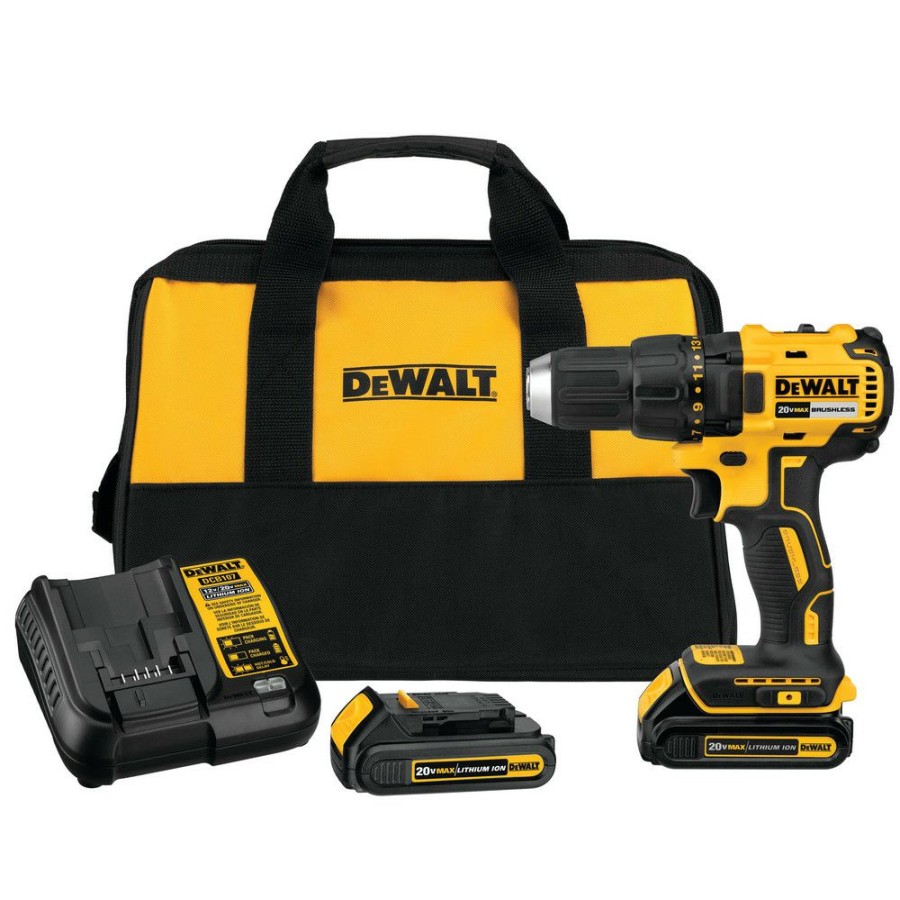 Power Tools * | Dewalt Dcd777C2 20V Max Brushless Lithium-Ion 1/2 In. Cordless Drill Driver Kit With 2 Batteries (1.5 Ah)