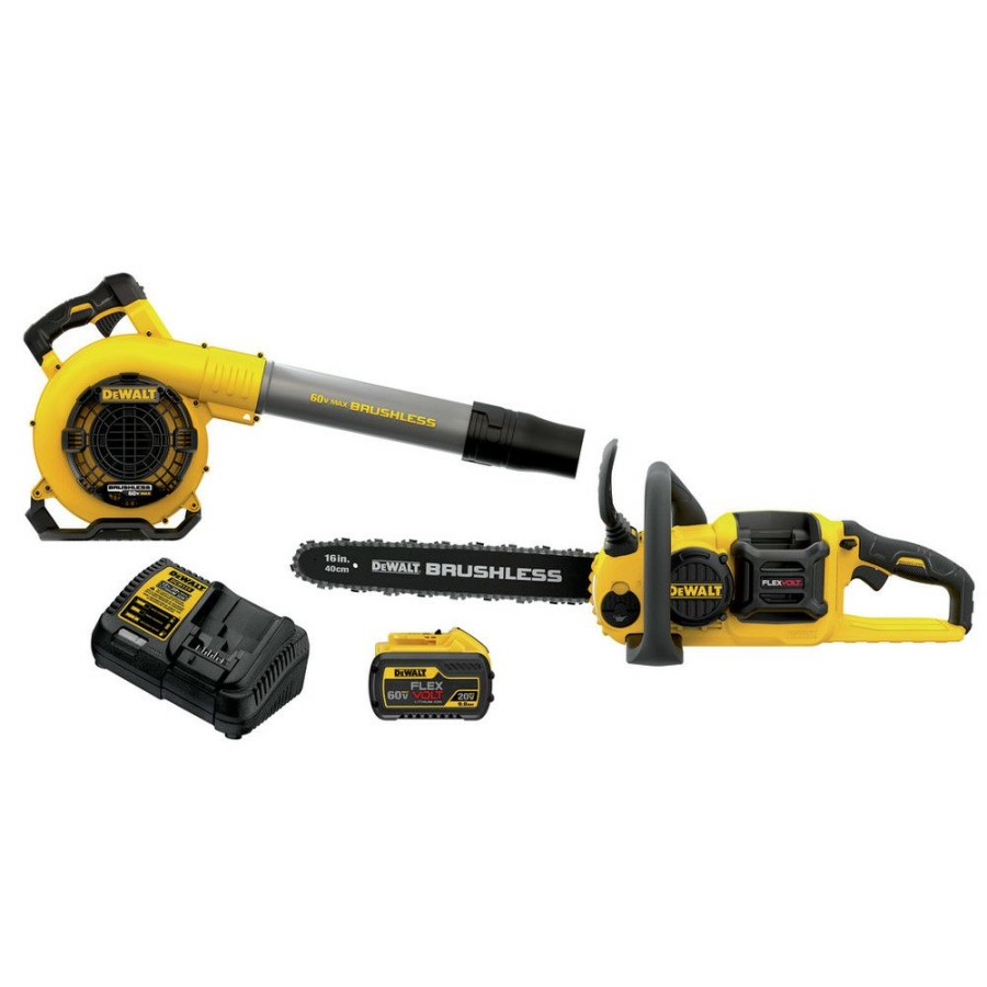 Outdoor Tools And Equipment * | Dewalt Dcko667X1 60V Max Flexvolt Brushless Lithium-Ion Cordless 16 In. Chainsaw/Blower Combo Kit (9 Ah)