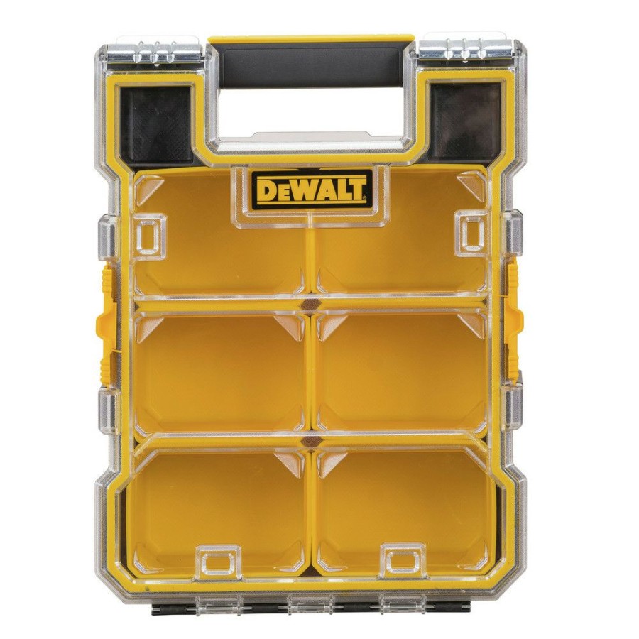 Tool Storage * | Dewalt Dwst14735 4.56 In. X 10.31 In. X 13.66 In. Mid-Size Pro Organizer With Metal Latches Yellow/Clear