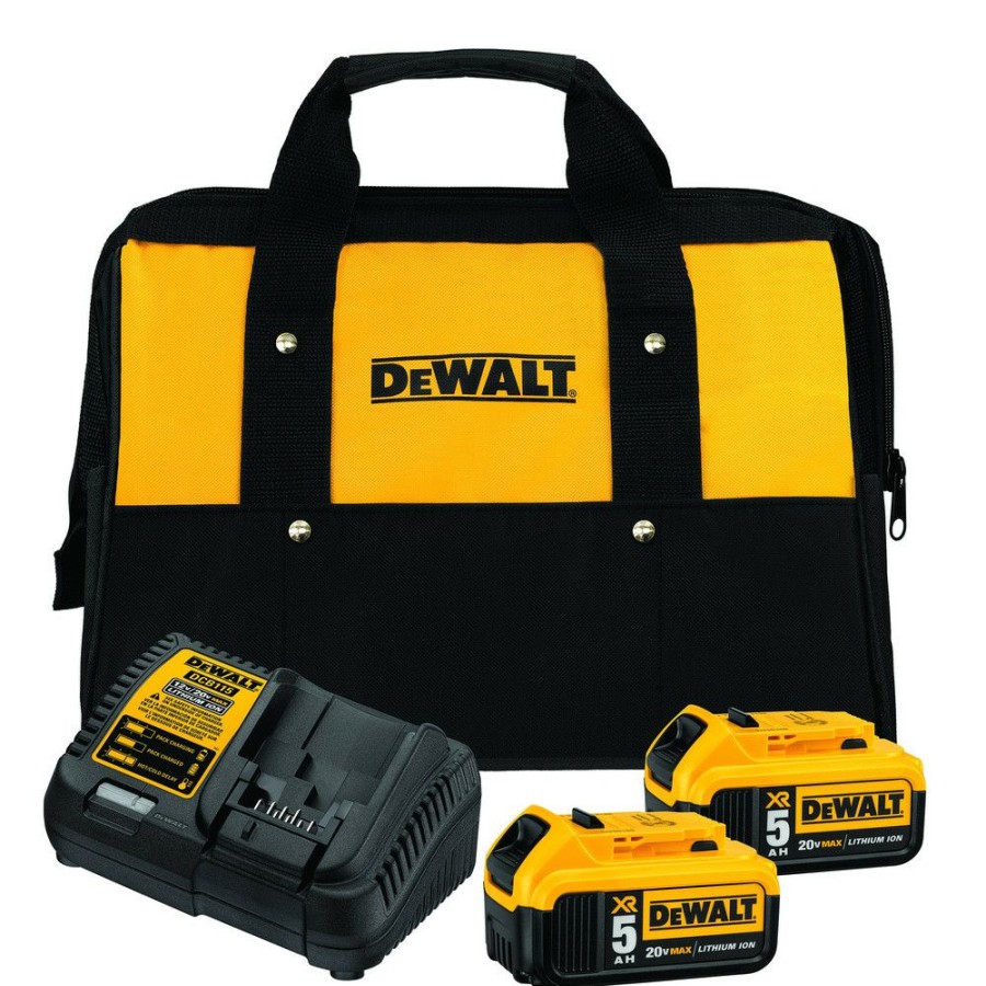 Power Tools * | Dewalt Dcb205-2Ck 20V Max Xr 5 Ah Lithium-Ion Battery (2-Pack) And Charger Starter Kit