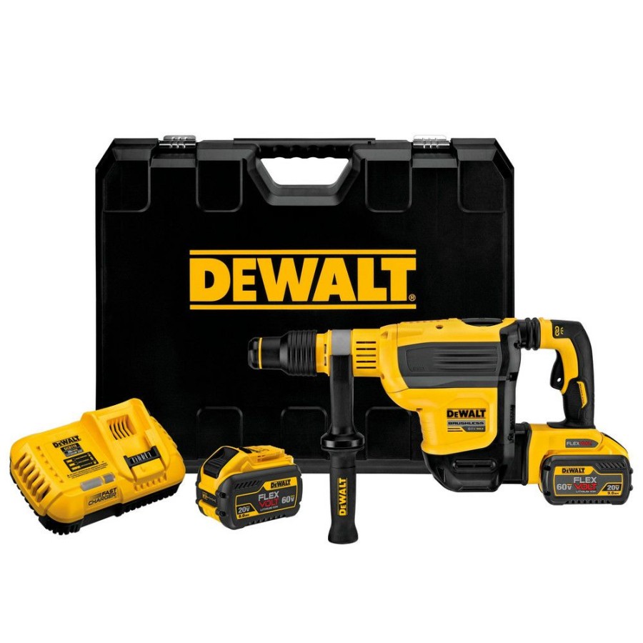 Power Tools * | Dewalt Dch614X2 60V Max Brushless Lithium-Ion Sds Max 1-3/4 In. Cordless Combination Rotary Hammer Kit With 2 Batteries (9 Ah)