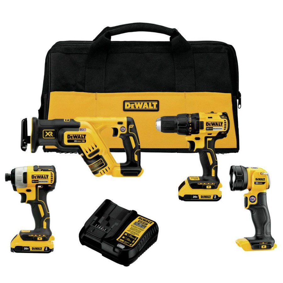 Power Tools * | Dewalt Dck476D2 20V Max Brushless Lithium-Ion Cordless 4-Tool Combo Kit (2 Ah)