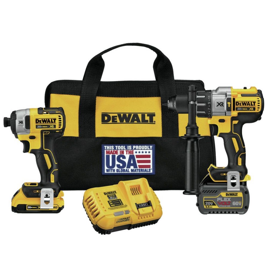 Power Tools * | Dewalt Dck299D1T1 2-Tool Combo Kit Flexvolt 20V Max Cordless Hammer Drill & Impact Driver Kit With 2 Batteries (2 Ah/6 Ah)