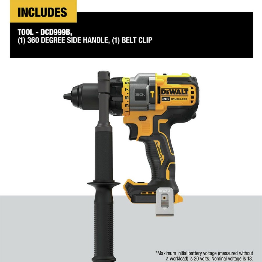 Power Tools * | Dewalt Dcd999B 20V Max Brushless Lithium-Ion 1/2 In. Cordless Hammer Drill Driver With Flexvolt Advantage (Tool Only)