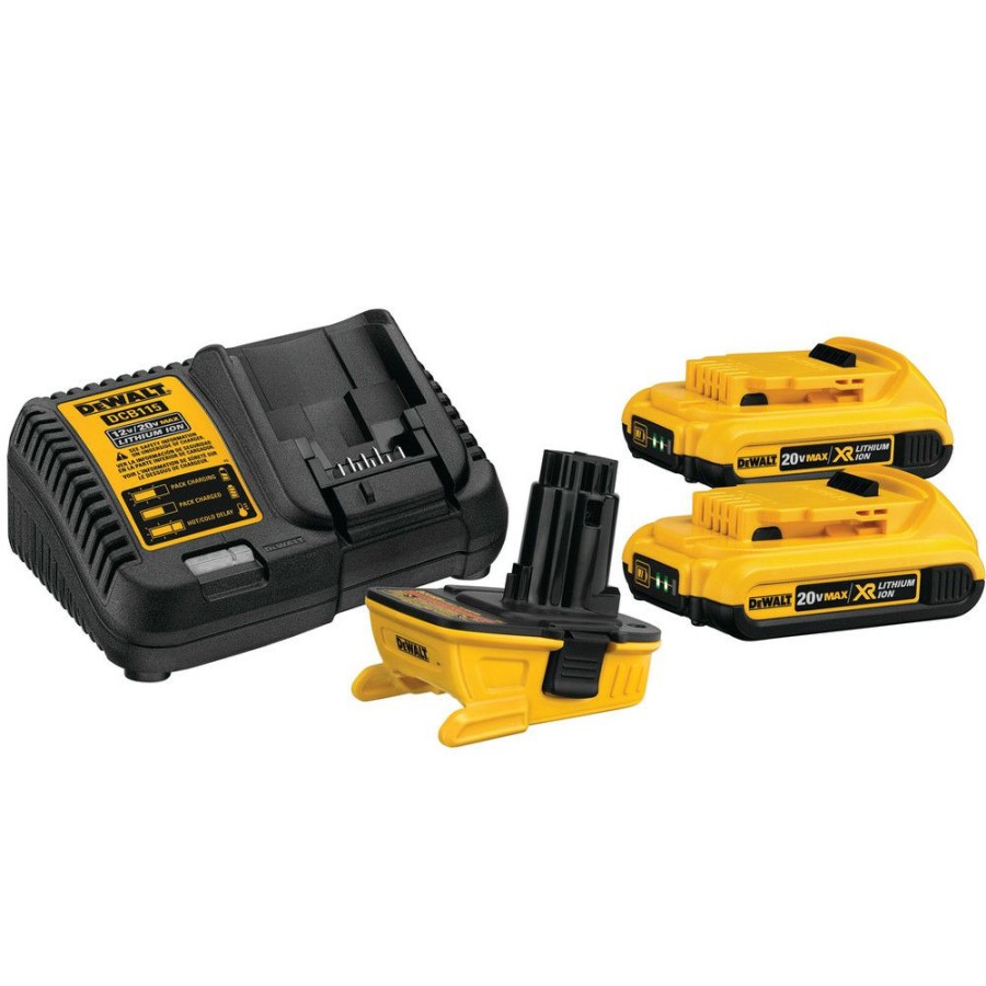 Power Tools * | Dewalt Dca2203C 20V Max Lithium-Ion Battery/Charger/Adapter Kit For 18V Cordless Tools With 2 Batteries (2 Ah)