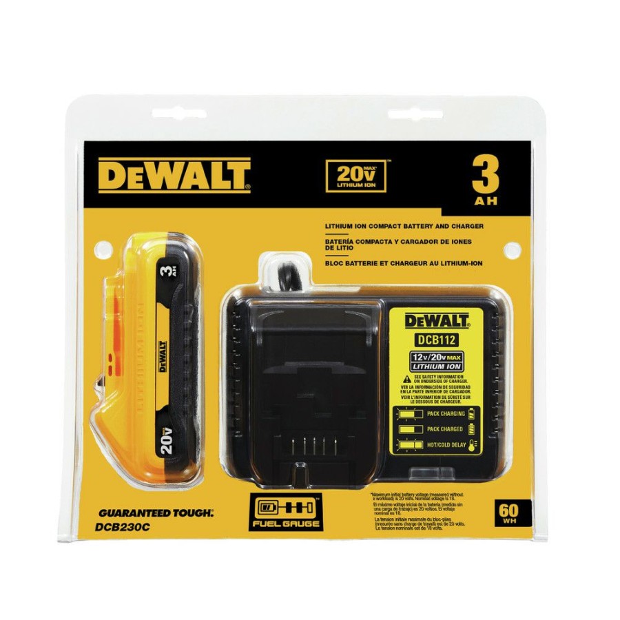 Power Tools * | Dewalt Dcb230C 20V Max 3 Ah Lithium-Ion Compact Battery And Charger Starter Kit