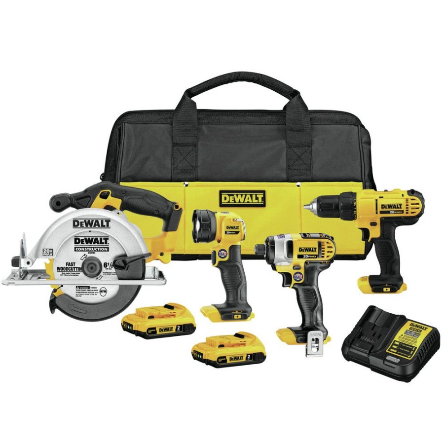 Power Tools * | Dewalt Dck466D2 20V Max Lithium-Ion Cordless 4-Tool Combo Kit (2 Ah)