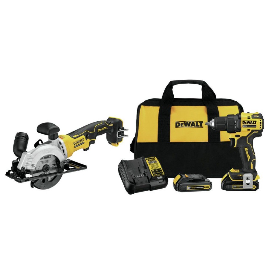 Power Tools * | Dewalt Dcd708C2-Dcs571B-Bndl Atomic 20V Max 1/2 In. Cordless Drill Driver Kit And 4-1/2 In. Circular Saw